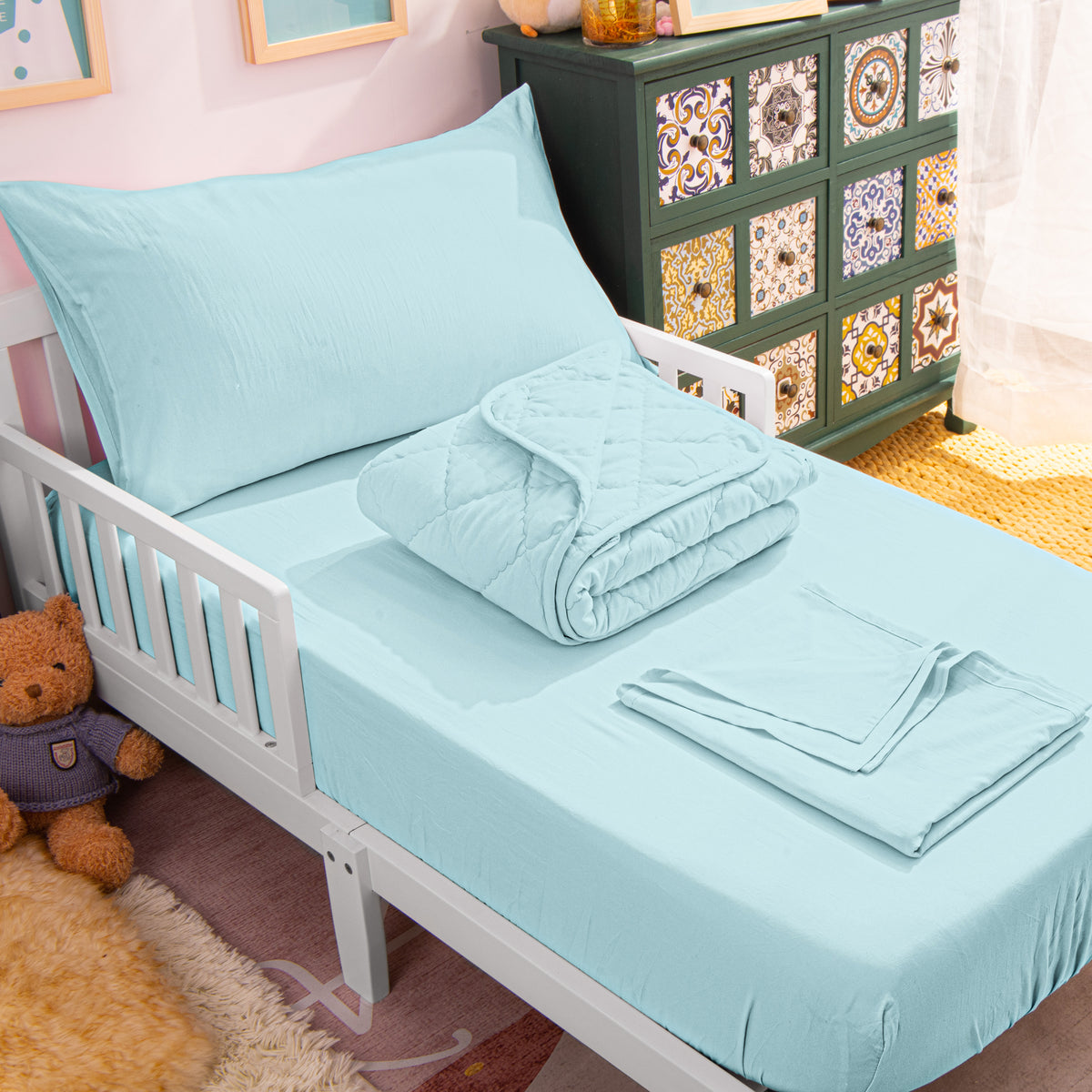 NTBAY Juego de cama suave para niños pequeños de 4 piezas