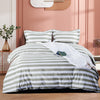 NTBAY 3 Pieces Smoke Gray and White Striped Pattern Microfiber Duvet Cover Set