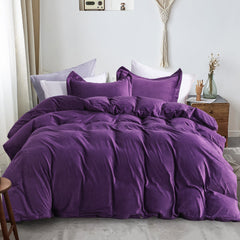 NTBAY 3 Pieces Luxury Velvet Flannel Duvet Cover Set