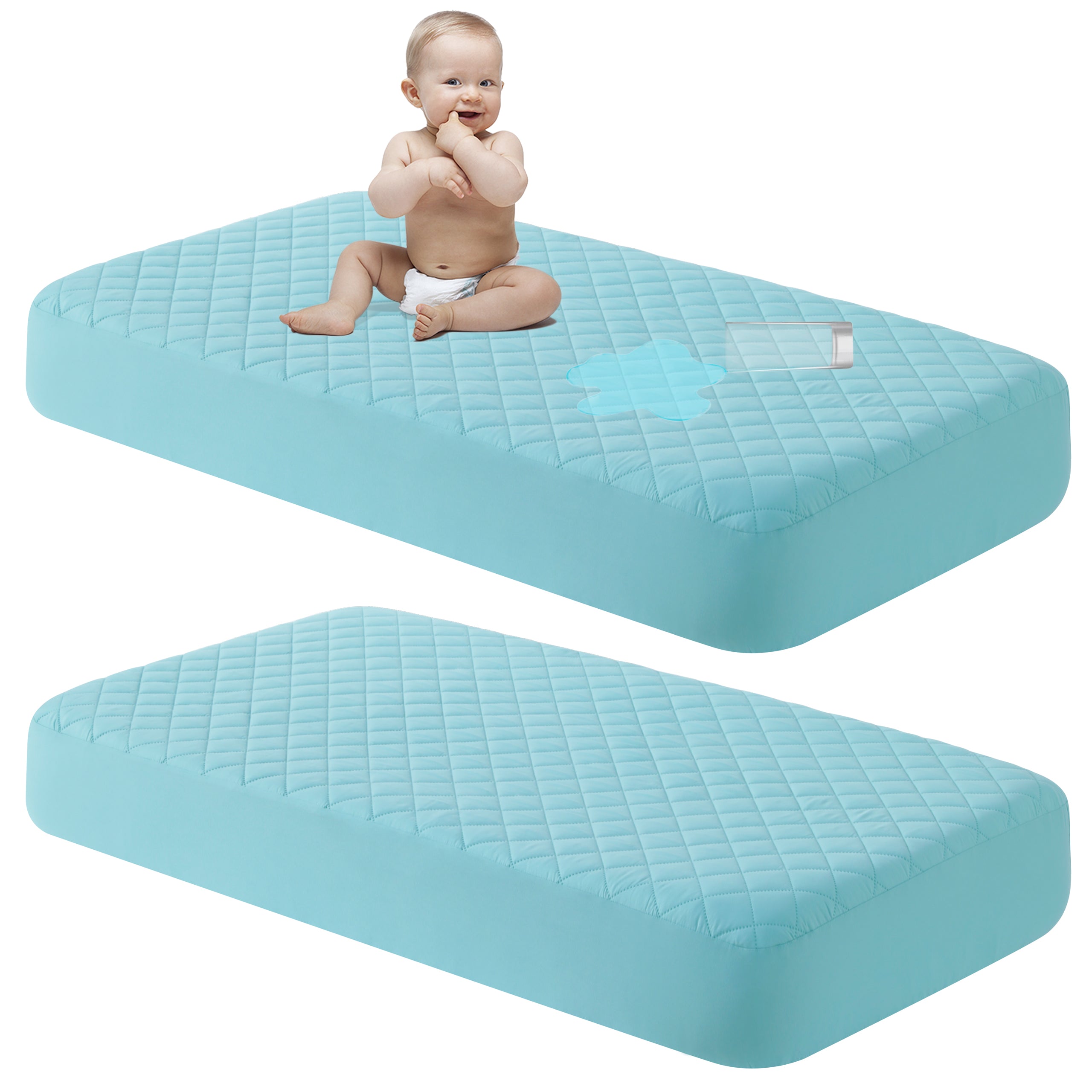 NTBAY 2 Pack Waterproof Crib Mattress Protector, Machine Washable