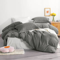 2/3 Pieces Solid Color Microfiber Duvet Cover Set|NTBAY®️