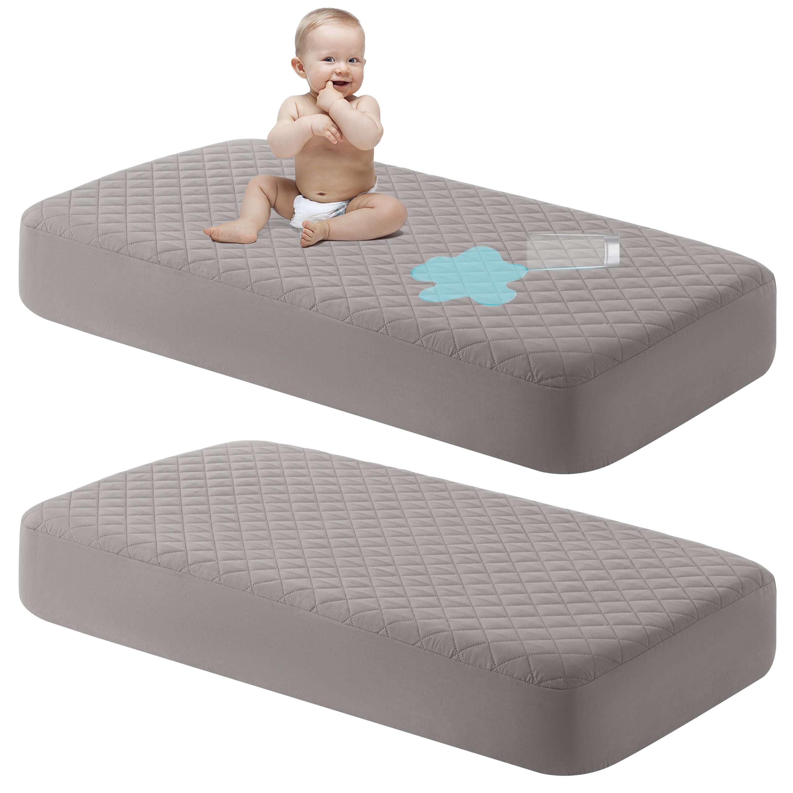 NTBAY 2 Pack Waterproof Crib Mattress Protector, Machine Washable