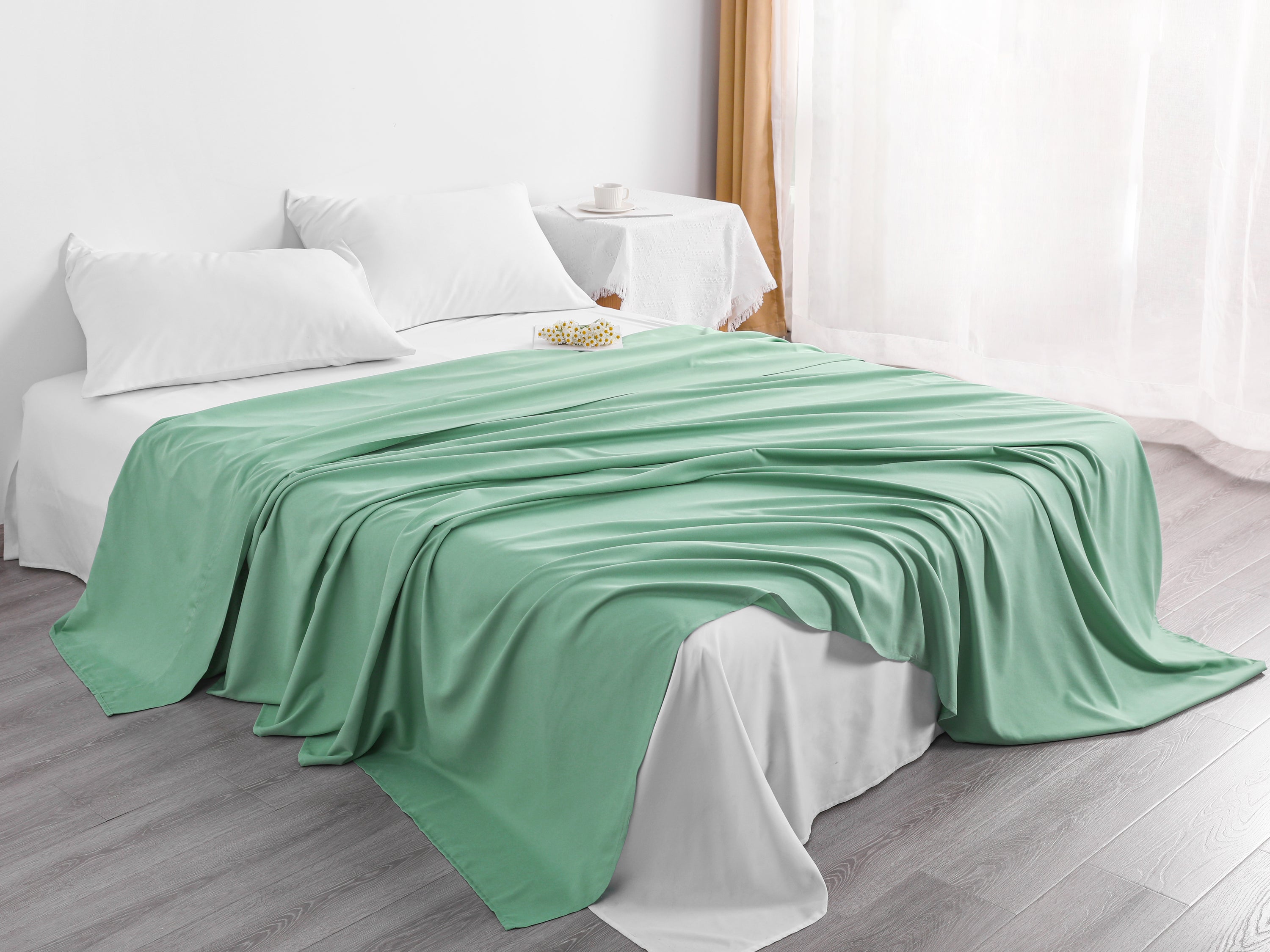 Ntbay Ultra Soft and Cozy Microfiber Flat Sheet, Breathable Top Sheet with 4 inches Hem