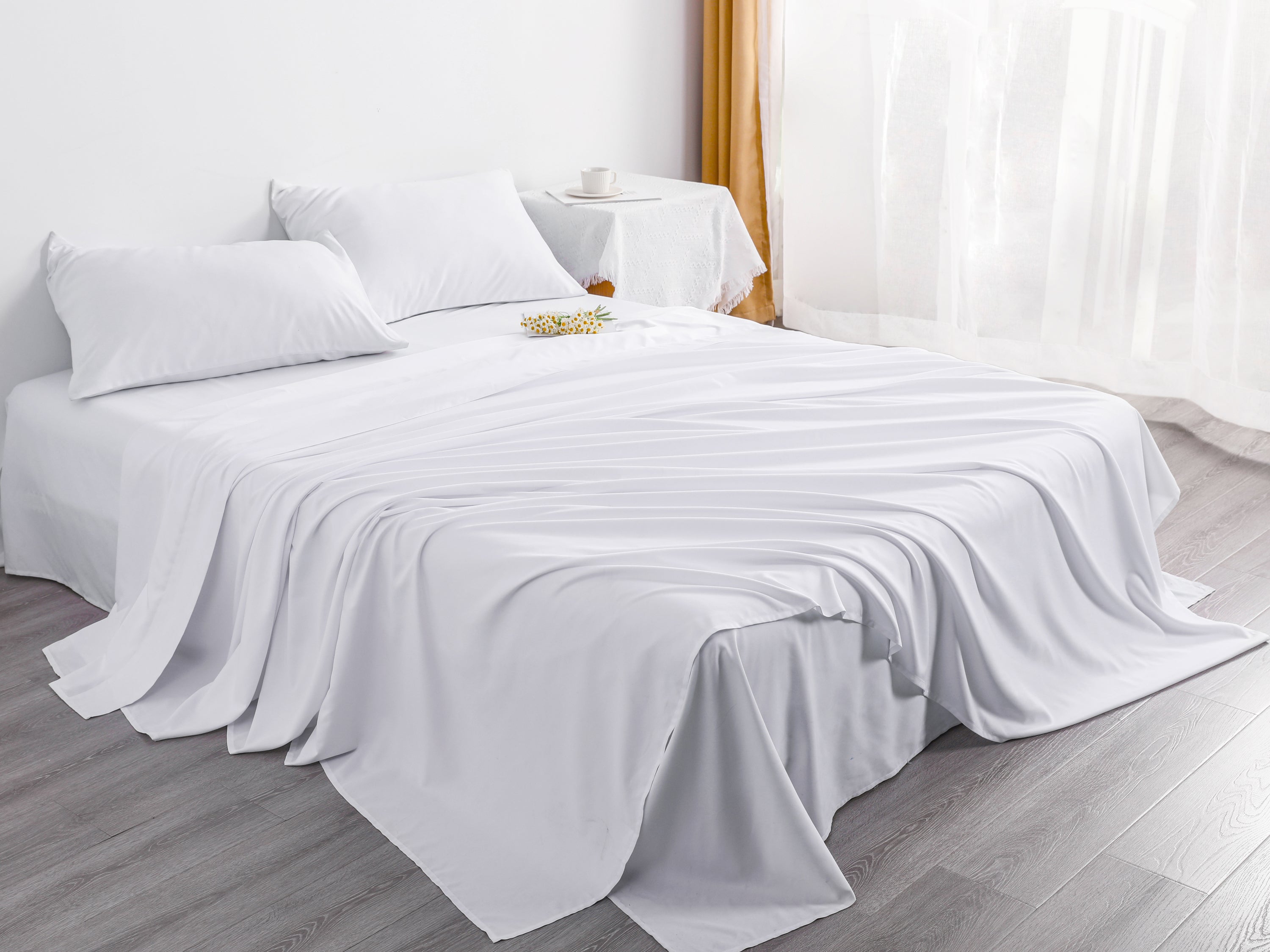 Ntbay Ultra Soft and Cozy Microfiber Flat Sheet, Breathable Top Sheet with 4 inches Hem