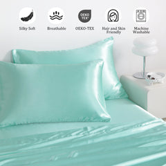 Ntbay 3/4 Pieces Silky Satin Twin Cooling Soft Bed Sheet Set