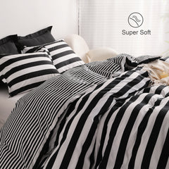 NTBAY 2/3 Pieces Stripe Pattern Microfiber Duvet Cover Set - NTBAY