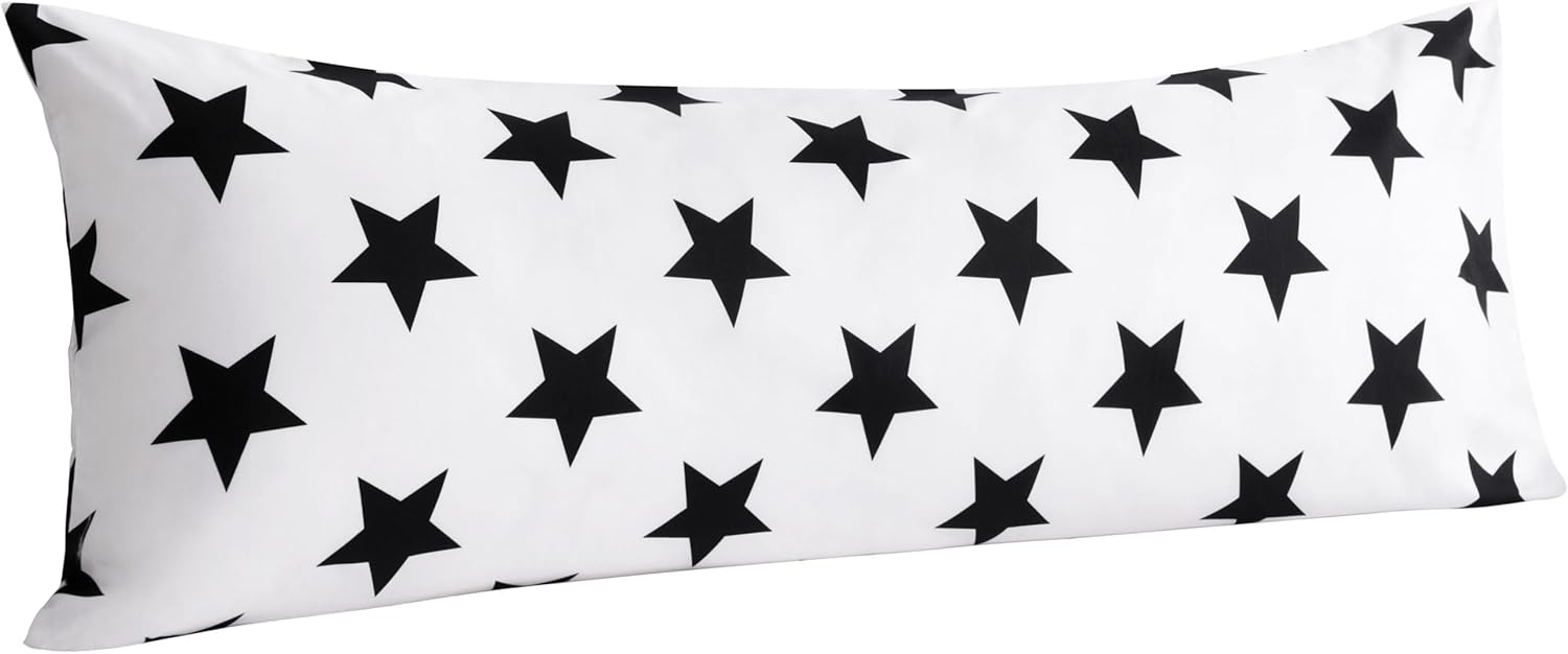 NTBAY Body Star Pillowcase, 1800 Thread Brushed Microfiber Black and White Star Pillow Case, 20x54 Inches