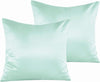 NTBAY Zippered Satin Square Throw Pillow Covers, 2 Pack Luxury Hidden Zipper Decorative Euro Pillowcases, 18x18 Inches, Cyan