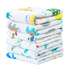 NTBAY 6 Pack Baby Muslin Washcloths, 6 Layers Natural Cotton Newborn Baby Face Towel with Animals Printed Design