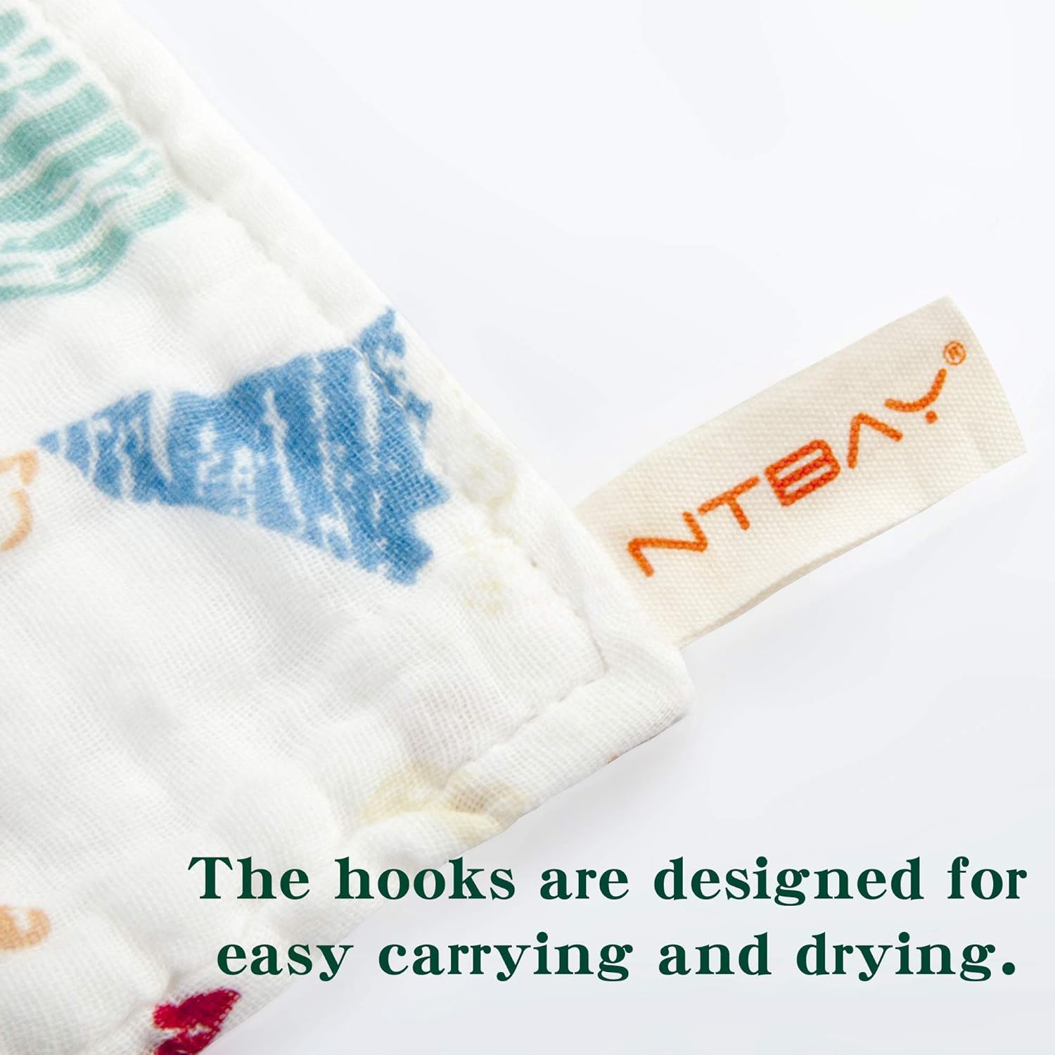 NTBAY 6 Pack Baby Muslin Washcloths, 6 Layers Natural Cotton Newborn Baby Face Towel with Animals Printed Design