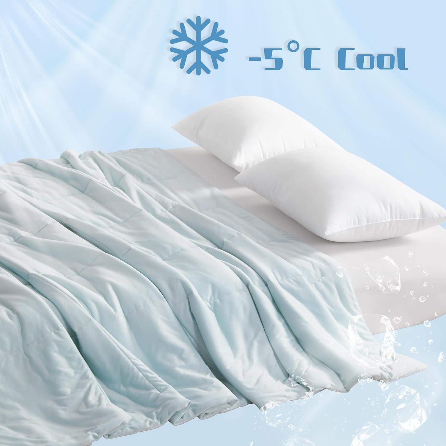 NTBAY Cooling Comforter Queen - Japanese Double-Sided Cold Tech Fabric Cooling Blanket for Hot Sleepers, Q-Max 0.45, All-Season Lightweight Blanket to Quickly Cool Down