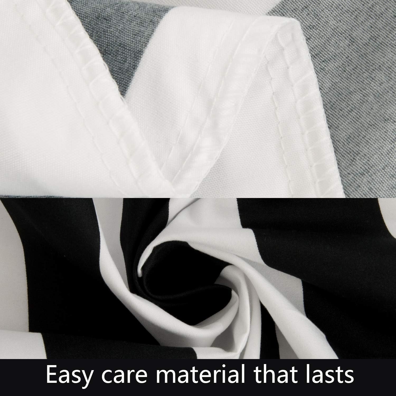 NTBAY Fitted Sheet Only - Brushed Microfiber Deep Pocket Striped Fitted Sheet, Black and White