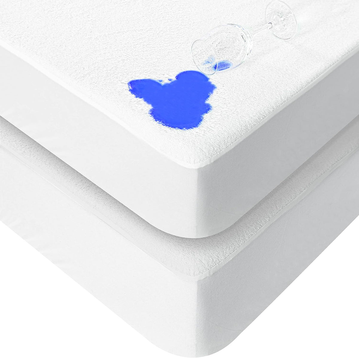 NTBAY 2 Pack Cotton Terry Waterproof Baby Crib Mattress Protectors, Breathable Mattress Pad Covers for Toddler, White