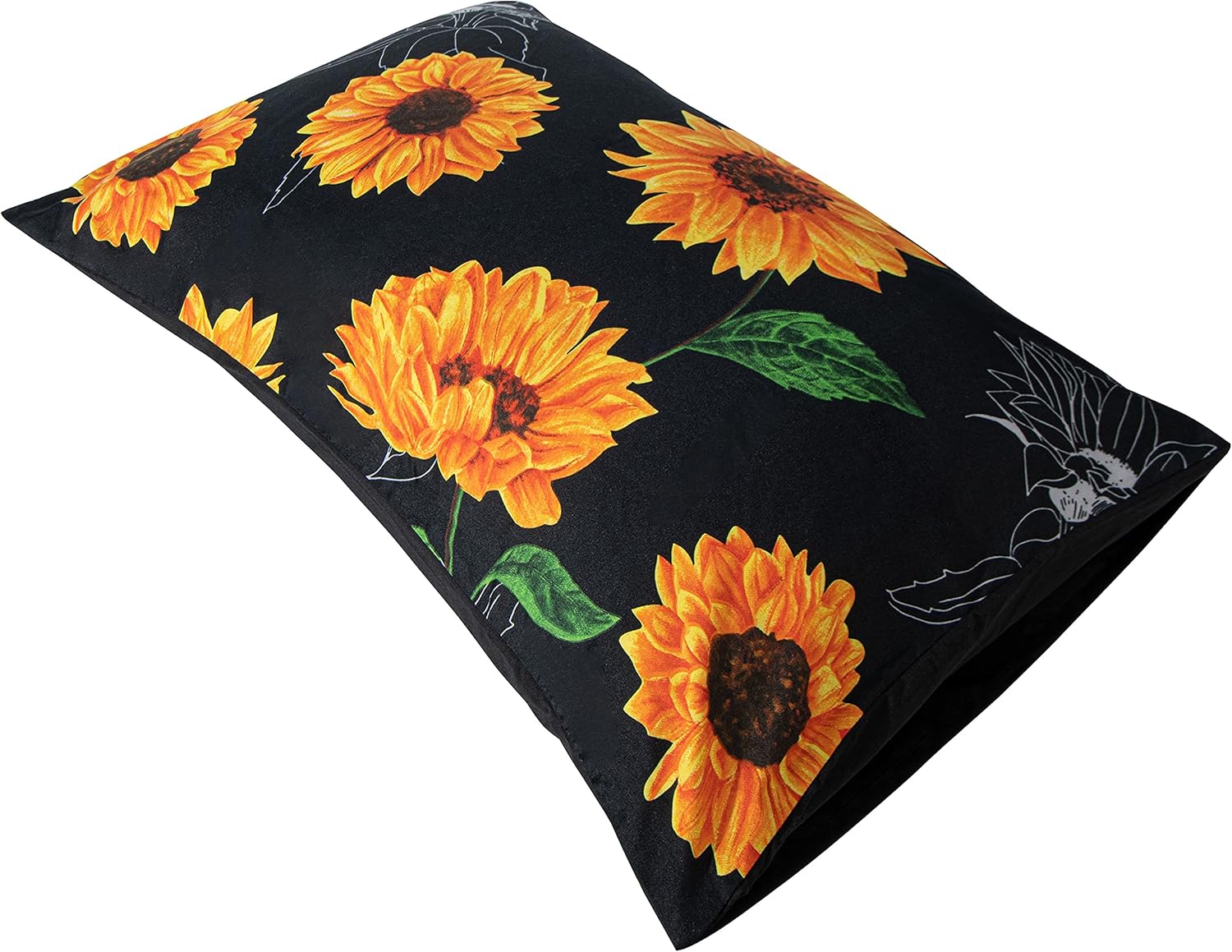 NTBAY Microfiber Duvet Cover Set, 3 Pieces (1 Duvet Cover + 2 Pillowcases) Ultra Soft Sunflower Printed Comforter Cover Set with Zipper Closure, Black