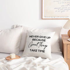 NTBAY Inspirational Linen Throw Pillow Cover with Motivational Words for Living Room Sofa Couch Square Decorative Bed Cushion Cover, 18×18 Inches