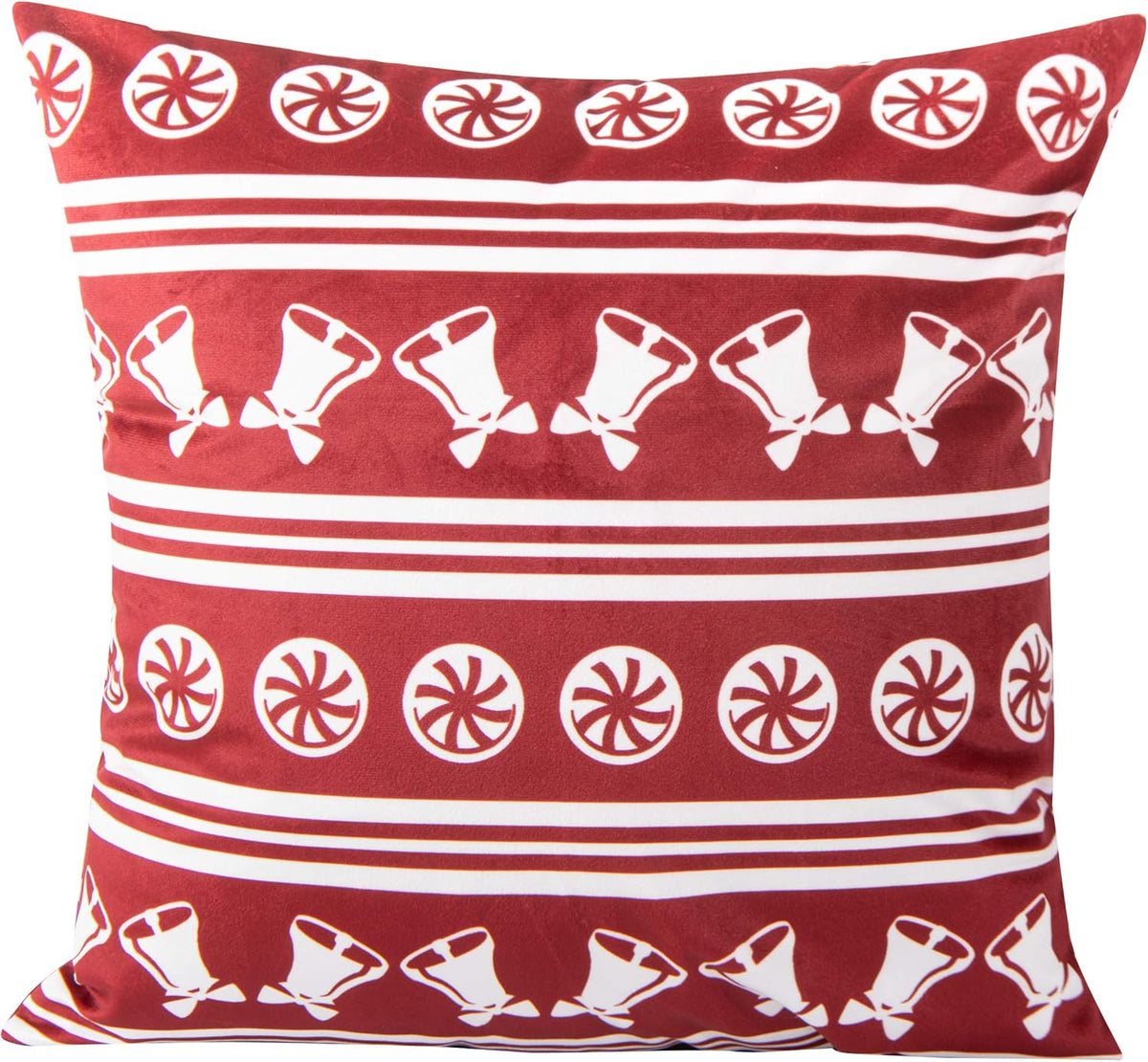 NTBAY Velvet Soft Decorative Square Throw Pillow Cover, Red and White Twill Dots Pattern Cushion Case, for Christmas Decor Sofa Couch Living Room Bedroom, 18x18 Inches 45x45 cm