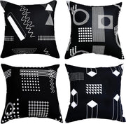 NTBAY Microfiber Throw Pillow Cover Set of 4, Black and White Dot Geometric Pattern for Living Room Sofa Couch Square Decorative Bed Pillow Case, 18 × 18 Inches