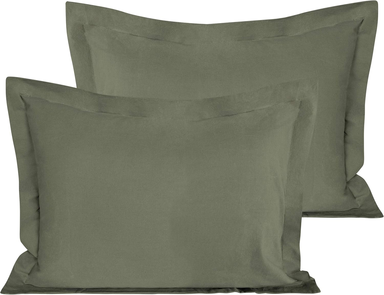 NTBAY 2 Pack Washed Cotton Pillow Shams, Breathable and Comfortable Standard Pillow Cases