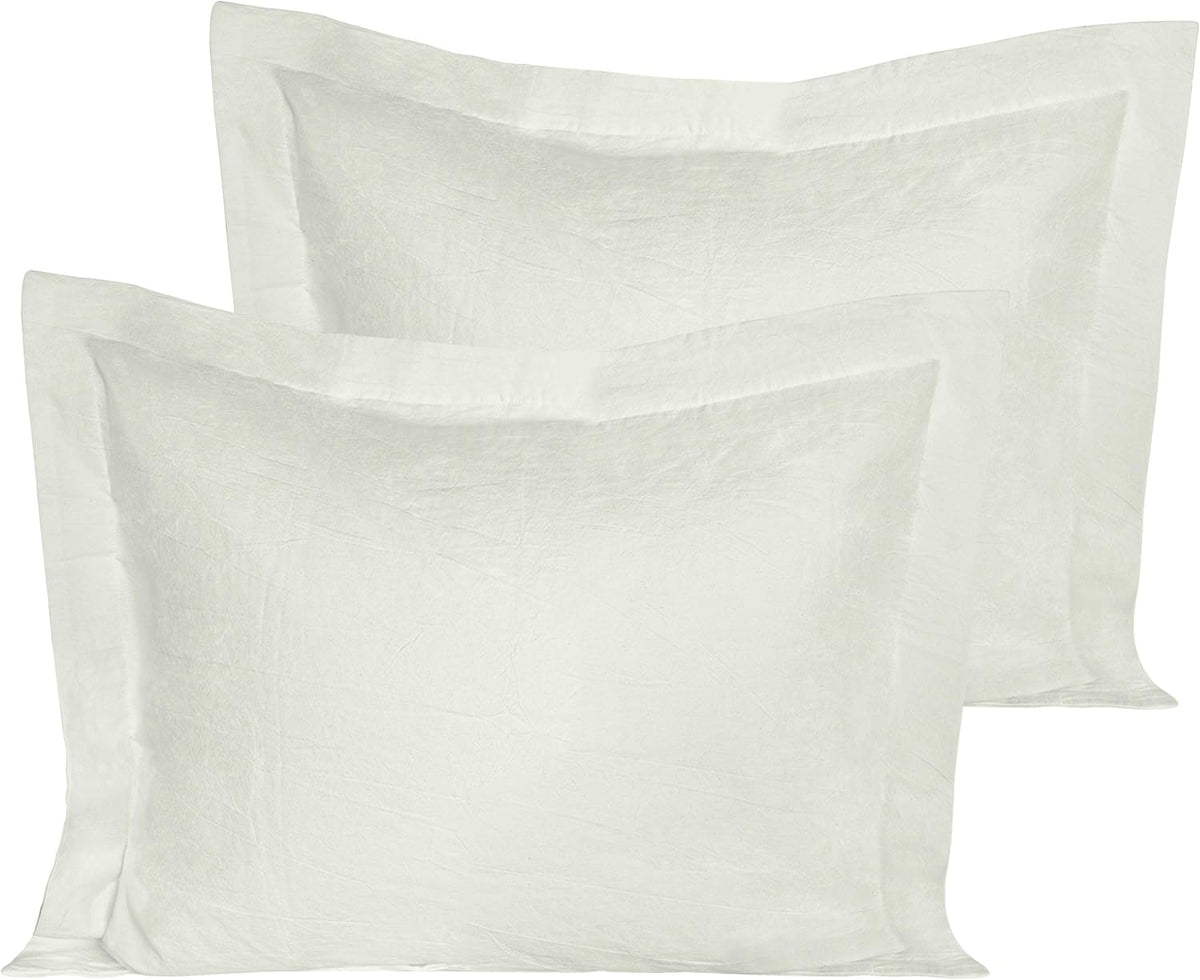 NTBAY 2 Pack Washed Cotton Pillow Shams, Breathable and Comfortable Standard Pillow Cases