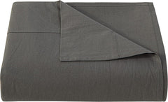 NTBAY Washed Cotton Queen Bedding Flat Sheet, Ultra Soft and Breathable Flat Top Sheet, Dark Grey