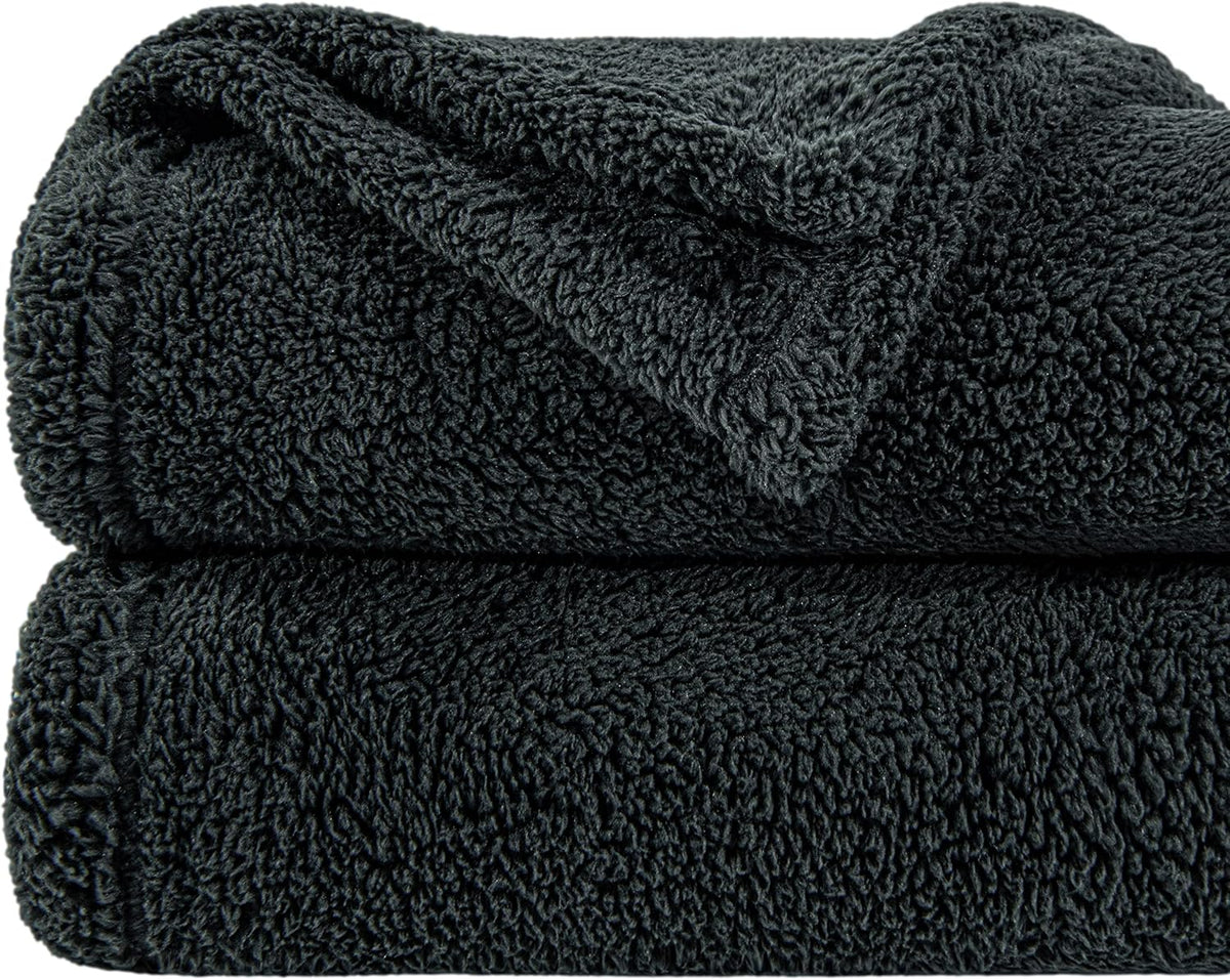 NTBAY Fluffy Sherpa Throw Blanket for Couch Sofa, Ultra Soft, Warm and Lightweight Shaggy Blanket, 51x67 Inches