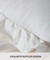 NTBAY Linen 3 Pieces Duvet Cover Set Solid Color with Exquisite Ruffles Design