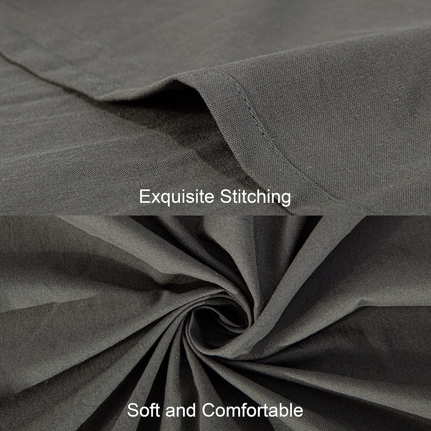 NTBAY Washed Cotton Queen Bedding Flat Sheet, Ultra Soft and Breathable Flat Top Sheet, Dark Grey