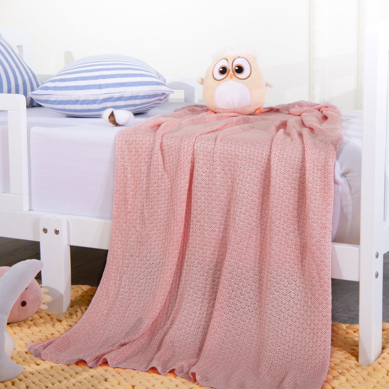 NTBAY Bamboo Cable Knitted Toddler Blanket - NTBAY