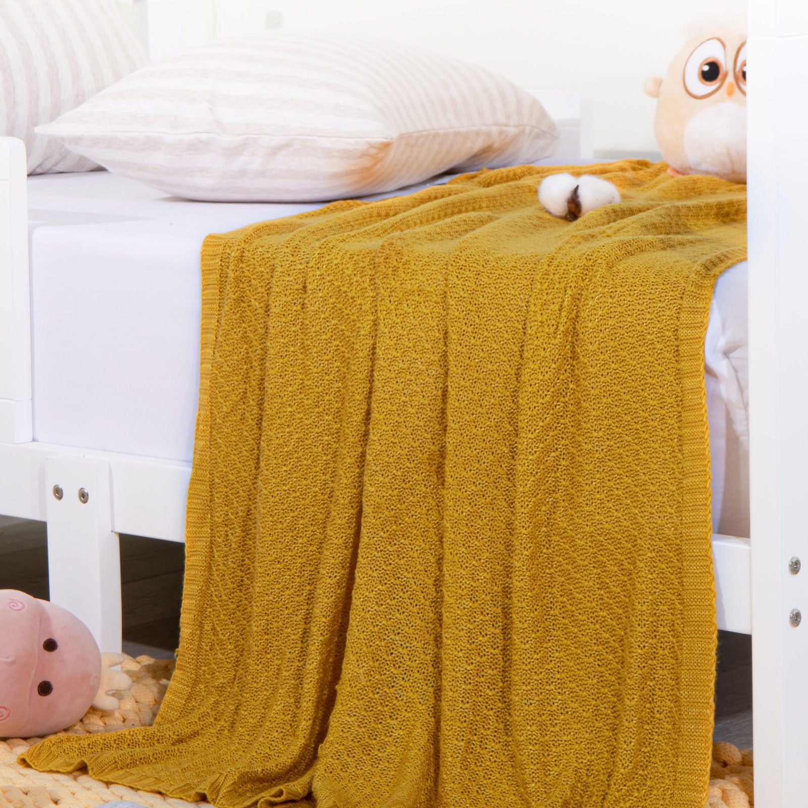 NTBAY Bamboo Cable Knitted Toddler Blanket - NTBAY