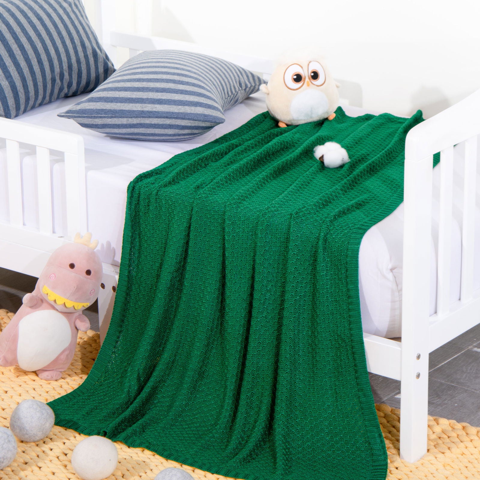 NTBAY Bamboo Cable Knitted Toddler Blanket - NTBAY