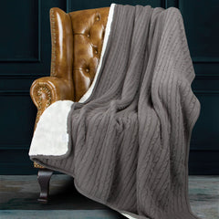 NTBAY Cable Knitted Sherpa Blanket - NTBAY