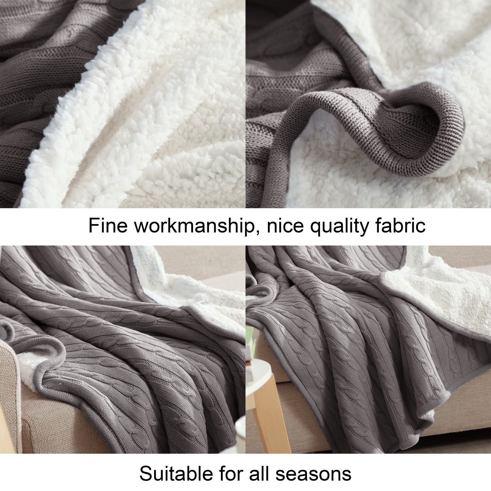 NTBAY Cable Knitted Sherpa Blanket - NTBAY