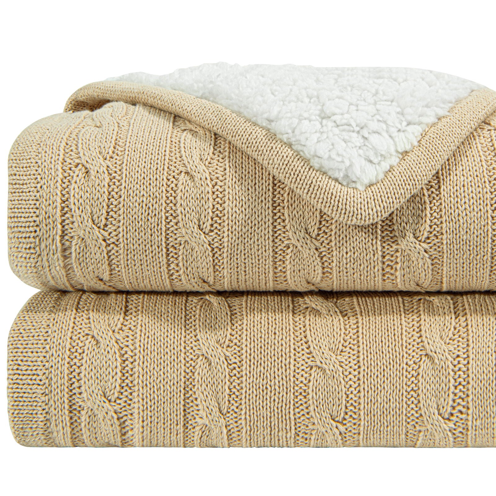 NTBAY Cable Knitted Sherpa Blanket - NTBAY