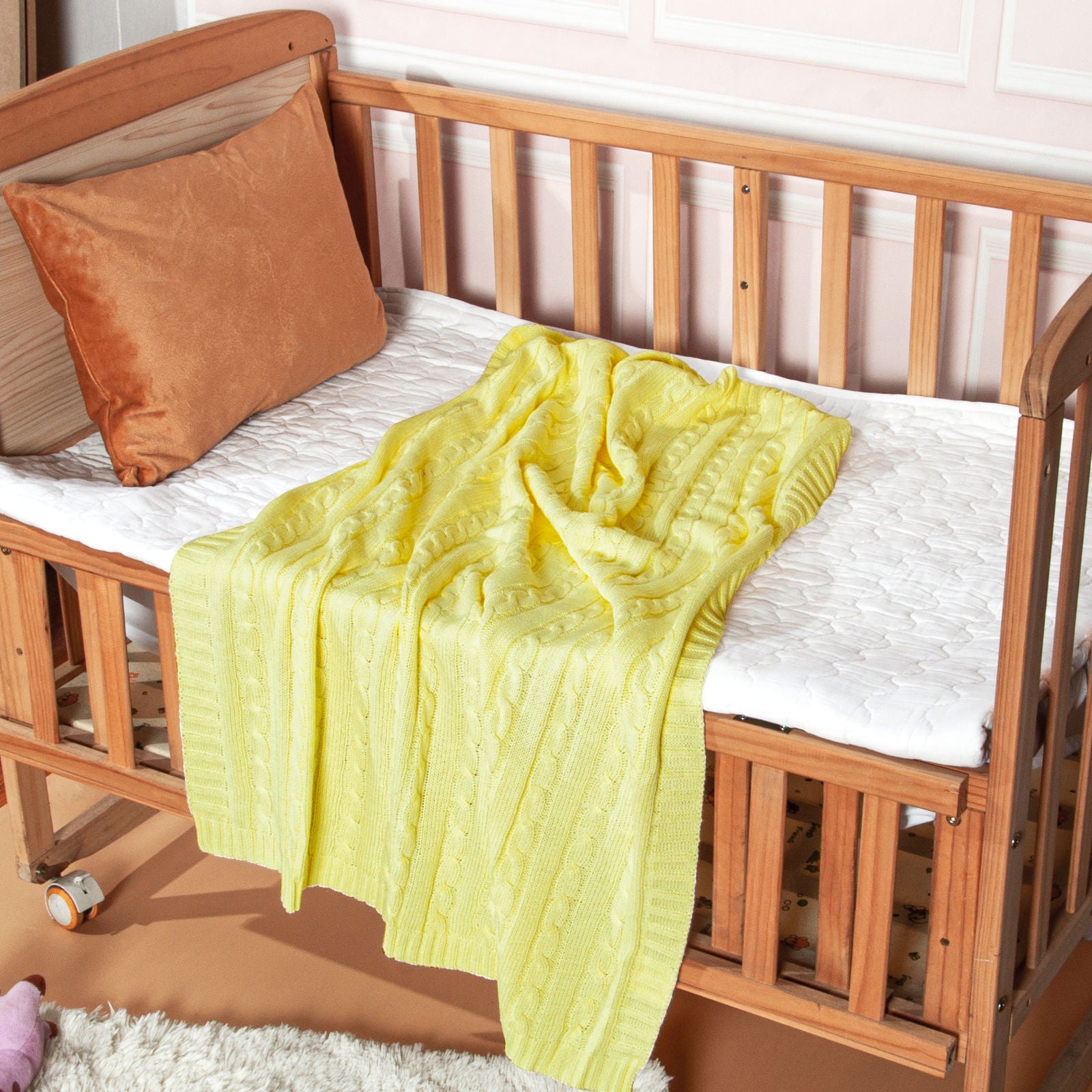 NTBAY Cotton Cable Knitted Toddler Blanket - NTBAY