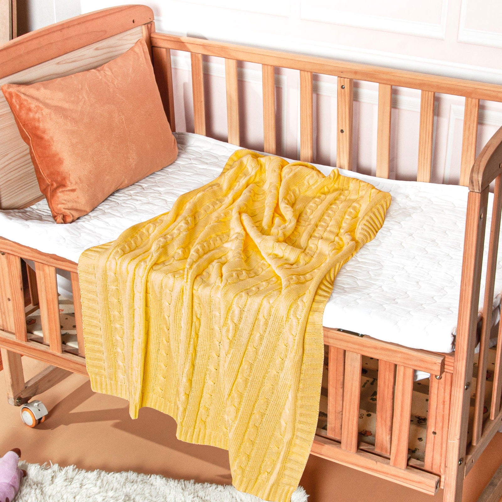 NTBAY Cotton Cable Knitted Toddler Blanket - NTBAY