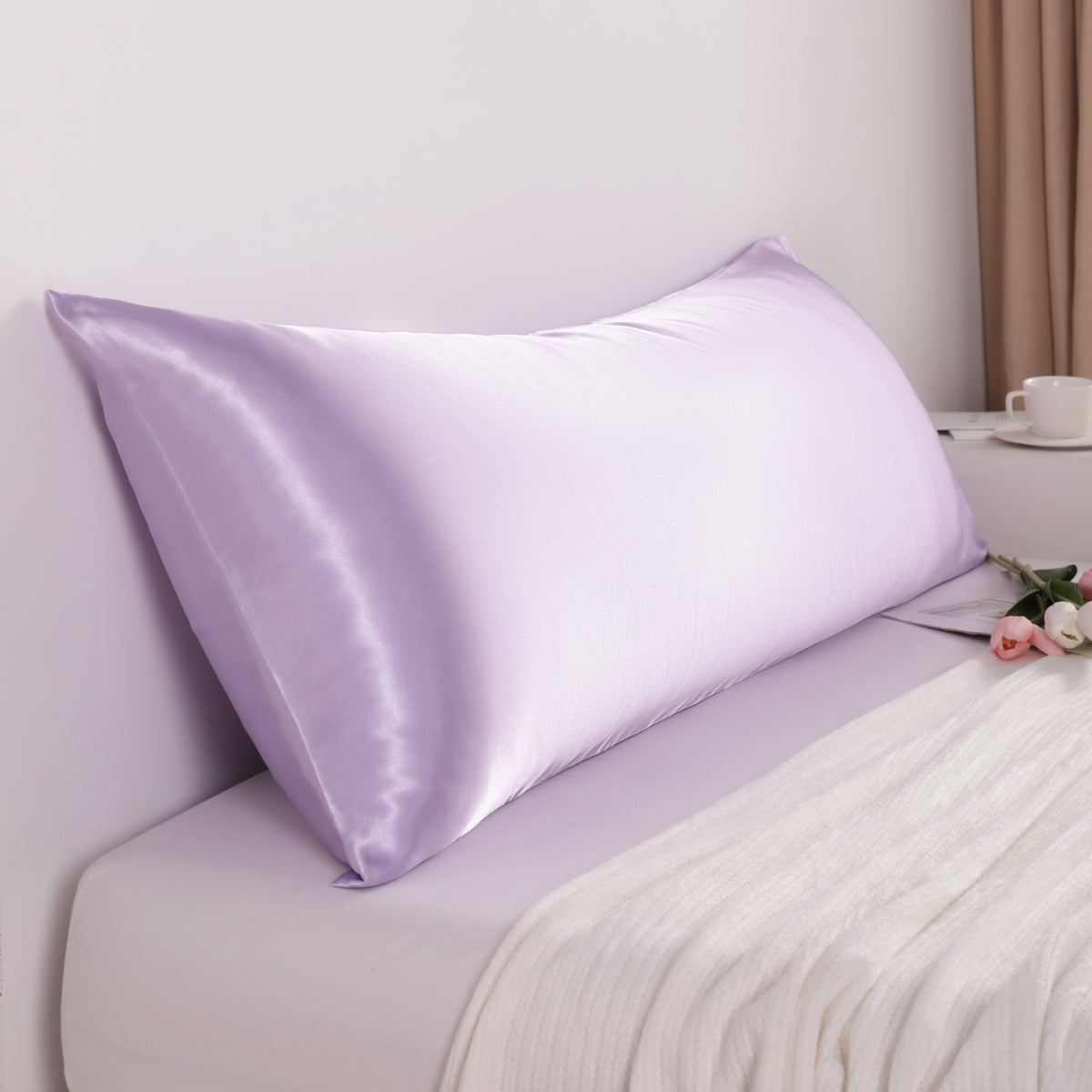 Ntbay Ultra Soft and Cozy Satin Long Body Pillowcase, Smooth Body Pillow Coverwith Envelope Closure