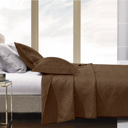 NTBAY 3 Piece Geometric Pattern Satin Quilt Coverlet Bed Set Twin (68 x 92 inches) / Brown - NTBAY