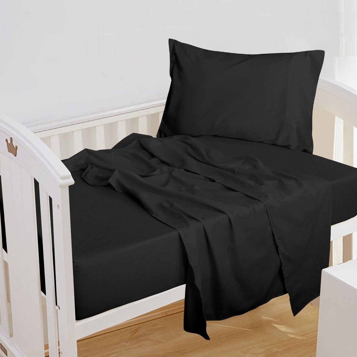 NTBAY 3-Piece Solid Color Microfiber Toddler Sheet Set Black - NTBAY