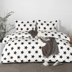 NTBAY Black Stars and White 3 Pieces Microfiber Duvet Cover Set - NTBAY