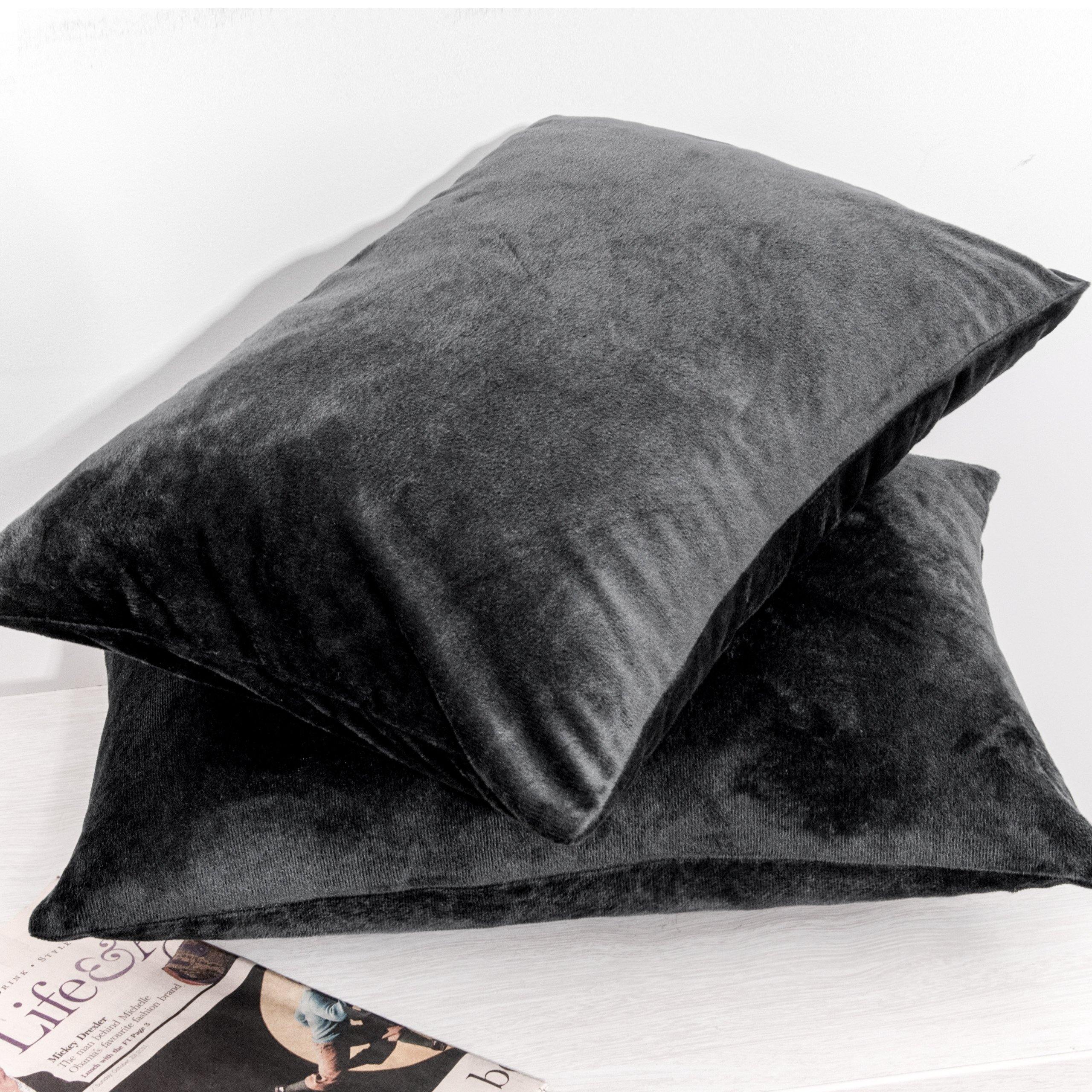 Wekity Pack Of 2 Velvet Soft Solid Decorative Throw Pillow Cover