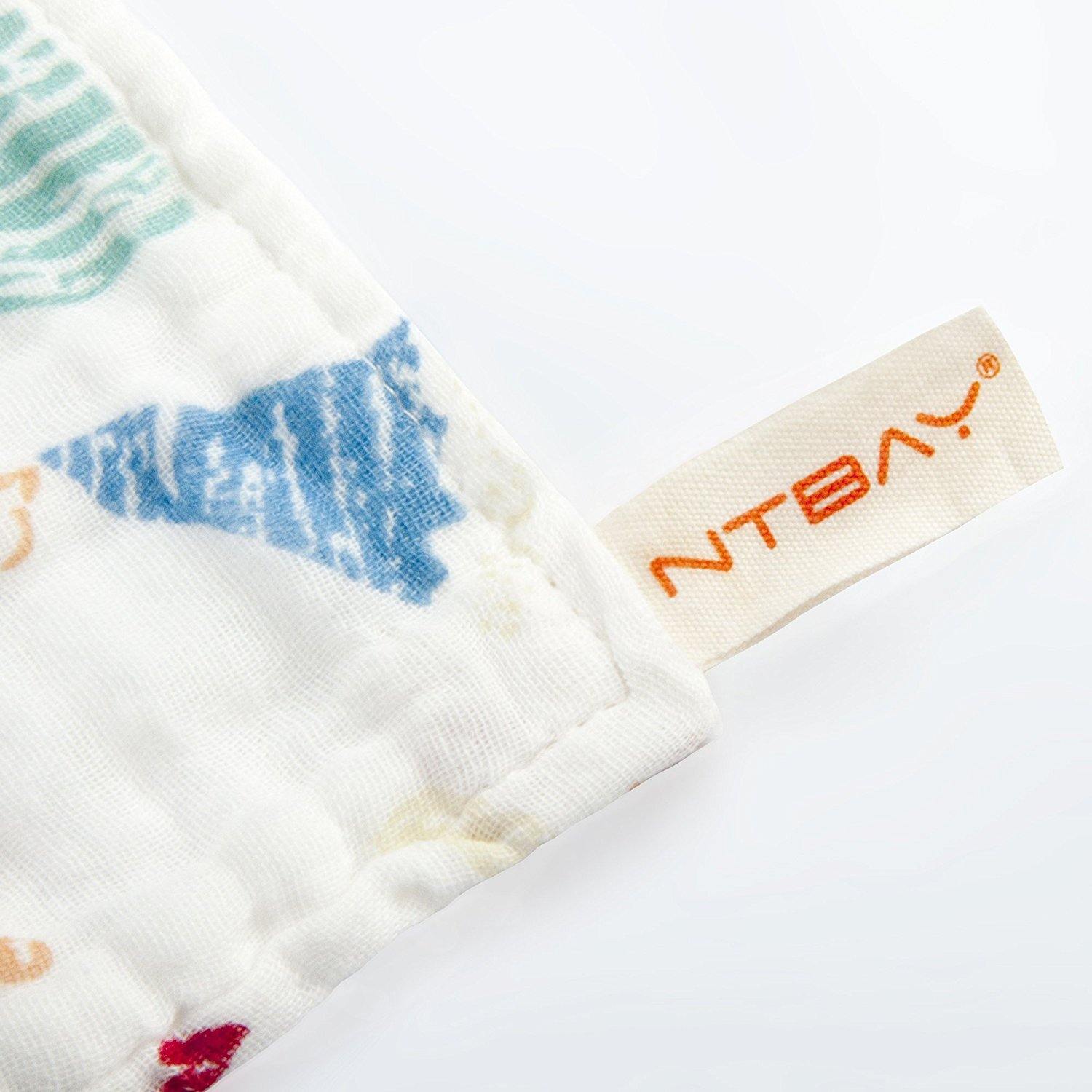 NTBAY 6 Pack Baby Muslin Washcloths, 6 Layers Natural Cotton Newborn Baby  Face Towel with Animals Printed Design, Soft and Breathable Reusable Wipes