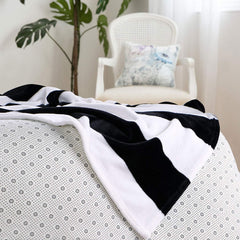 NTBAY Flannel Throw Blankets Super Soft with Black and White Stripe - NTBAY