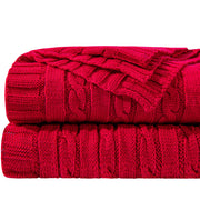 NTBAY 51 x 67 inches 100% Cotton Cable Knit Throw Blanket Throw (51 x 67 inches) / Red - NTBAY