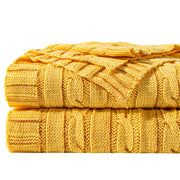 NTBAY 51 x 67 inches 100% Cotton Cable Knit Throw Blanket Throw (51 x 67 inches) / Yellow - NTBAY